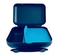 Tupperware To Go Lunch Box Dark Blue Turquoise with Separation Bread Box Sandwich Tin