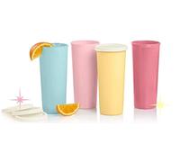 Tupperware Tumblers 16 oz Straight Side Solid Pastel Colors Blue, Pink, Yellow, Rose