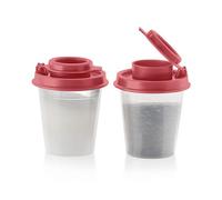 Tupperware Tupper Mini Midget Salt and Pepper Shakers 2 Ounce Set Old Rose color seal, 10171926000