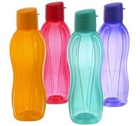 Tupperware Fliptop Plastic Water Bottle, 750 ml (Multicolour) - Set of 4