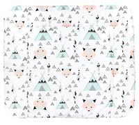 TupTam Baby Changing Mat Softly Padded Patterned, Gray/Fox Mint, 70 x 70 cm