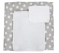 TupTam Baby Changing Mat with 2 Removable Terry Cloths, Gray Big White Stars, 76 x 76 cm