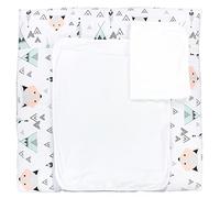 TupTam Baby Changing Mat with 2 Removable Terry Cloths, Gray/Fox Mint, 75 x 80 cm