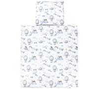 TupTam Baby Crib Pram Bedding Set Duvet Pillow - 4 pieces, Air Balloon Blue, 80x80 cm