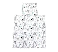 TupTam Baby Crib Pram Bedding Set Duvet Pillow - 4 pieces, Bears/Foxes/Mint, 80x80 cm