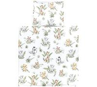 TupTam Baby Crib Pram Bedding Set Duvet Pillow - 4 pieces, Safari/Lion/Brown/Leaves/Green, 80x80 cm