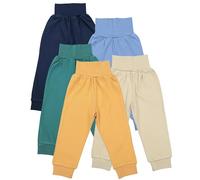 TupTam Baby Long Trousers Pack of 5, Dark Blue/Blue/Mustard Yellow/Beige/Green, 98