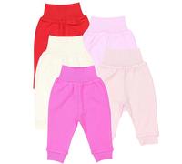 TupTam Baby Long Trousers Pack of 5, Girl Red Pink Rose Beige, 80