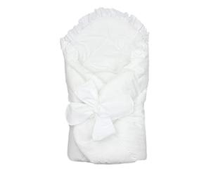TupTam Baby Swaddle Blanket Padded Wrap with Deco Bow, White, 70 x 70 cm