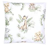 TupTam Children's Decorative Pillow Case Double Sided Design, Safari/Lion/Brown/Leaves/Green, 50 x 50 cm