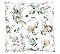 TupTam Children's Pillow Case with Decorative Patterns Pillows for Baby and Kids Room, Squirrel/Deer/Leaves/Green, 40 x 40 cm