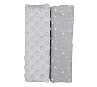 TupTam Children's Seat Belt Cover Neck Pad - Pack of 2, Small Stars/Grey