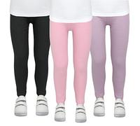 TupTam Girls Leggings Thermo Leggings Winter Trousers 3 Pack, Black/Lilac/Pink, 122
