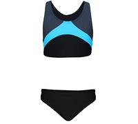 TupTam Girls' Two-Piece Swimsuit - Sporty Design and Ultimate Comfort, Black/Graphite/Blue, 170