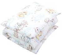 TupTam Kids Patterned Duvet Set All Season Duvet Pillow Flat 2pcs., Animals on clouds, 135x100 cm