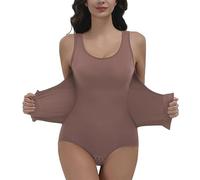 Tupumo Tummy Control Bodysuit Shapewear for Women, Double-Layer Body Shaper High Compression Waist Trainer for Workout (brown, XL)