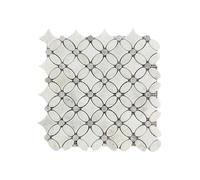 Tuqco Natural Stone Carrara Chateau Flower Tumbled Marble Mosaic Wall & Floor Tiles | Kitchen Bathroom Backsplash | Meshed