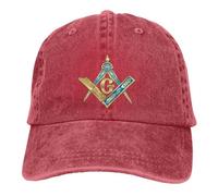 TUQIAAM Freemason Gold Square hat with Multicolor Compass for Women, Visor Cap, Custom Protective Hats, Blue and Gold