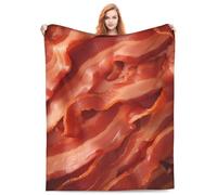 Turamurra Bacon Blanket Super Soft Cozy Lightweight Flannel Throw Blanket for Bed Sofa Travel Decor Food Birthday Gifts All Season 80"x60"