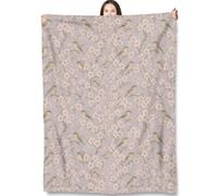 Turamurra Bird and Cherry Blossom Throw Blanket Gifts for Adults Kids, Vintage Floral and Songbird Blankets for Living Room Bedroom Decor, Fuzzy Warm Flannel Plush 50"x60"
