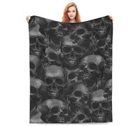Turamurra Black and White Pattern Human Skull Blanket - Monochrome Horror Skull Gifts for Adults and Kids - Soft Flannel Blanket for Bed, Couch, Sofa Decor - 80x60 Inch
