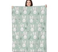 Turamurra Bunny Rabbit Blanket Gifts - Cute Bunny and Floral Soft Fleece Throw Blankets - Perfect for Kids, Women,Girls, and Spring Decor - 50x60 Inches