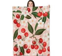 Turamurra Cherry Blossom Blanket - Soft Cozy Fleece Throw Blanket, 50"x60", Beautiful Cherry and Flower Design, Perfect for Home Decor and Gifts, Ideal for All Seasons