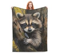 Turamurra Cute Raccoon Blanket Gifts for Kids Women Men Soft Warm Lightweight Cozy Animal Raccoon Theme Throw Blankets for Bed Sofa Living Room Couch Home Decor 80"x60"
