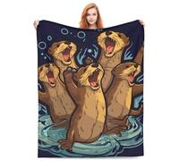 Turamurra Cute Sea Otter Blanket Gifts for Kids Adults Soft Warm Lightweight Cozy Animal Sea Otter Throw Blankets for Couch Bedroom Sofa Living Room Decor 50x60in