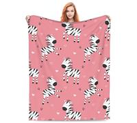 Turamurra Cute Zebra Blanket Gifts for Women Girls Soft Warm Lightweight Cozy Pink Zebra Throw Blankets for Bed Living Room Sofa Couch Decor 80x60in