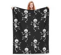 Turamurra Dancing Skeletons Throw Blanket - Soft Flannel Skull Design for Adults & Kids, Home Decor - 60x50 Inch