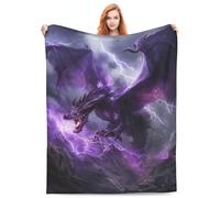 Turamurra Dragon Blanket Gifts for Kids Girls Boys Adults Soft Warm Lightweight Cozy Purple Lightning Dragon Throw Blankets for Bed Sofa Living Room Couch Home Decor 50"x60"