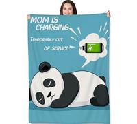 Turamurra Funny Mom Blanket - Soft Cozy Fleece Throw Blanket, 50"x60", 'Mom is Charging' Panda Design, Humorous and Adorable Gift for Moms, Perfect for Mother's Day, Birthday, or Any Occasion