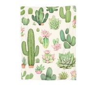 Turamurra Green Cactus Succulent Desert Blanket Colorful Floral Cactus Gifts Cozy Lightweight Soft Sofa Bedding Valentines Birthday Gifts Blanket for Women Men 40"x50"