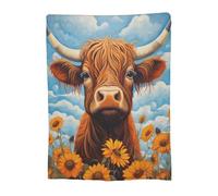 Turamurra Highland Cow Blanket Gifts for Girls Kids Adults Soft Warm Lightweight Cozy Cute Farm Animal Cow Print Throw Blankets for Sofa Couch Living Room Bed Camping Travel Decor 80x60in