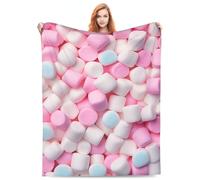 Turamurra Marshmallow Blanket for Girls Kids Adults Colorful Food Candy Sweets Cozy Soft Lightweight Flannel Throw Blanket for Bed Sofa Home Travel Decor All Season 50"x60"