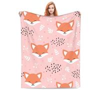 Turamurra Pink Cute Fox Blanket - Super Soft Flannel Throw for Women, Lovers, Home Decor, Christmas & Birthday Gifts - 60x50 Inch