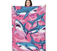 Turamurra Pink Shark Blanket Gifts, Fun and Bold Blue Sharks Fleece Throw, Cozy and Soft Lightweight Blanket for Ocean and Animal Lovers, Ideal for Bedroom, Living Room 50x60 in,Decor