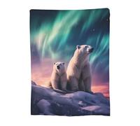 Turamurra Polar Bear Blanket 60"x50" for Men Women Aurora Polar Bear Animal Gifts for Polar Bear Lover Soft Fuzzy Flannel Polar Bear Throw Blanket Polar Bear Decor Plush Gift for Birthday Valentines