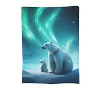 Turamurra Polar Bear Blanket for Men Women - Aurora Animal Gifts for Bear Lovers - Soft Fuzzy Throw Blanket Decor - Plush Gift for Birthday Valentines 60x50 Inch