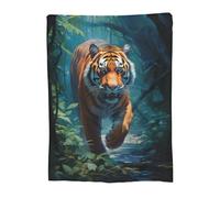 Turamurra Tiger Throw Blanket Green Forest Tiger Sherpa Blanket Throw for Kids Adults Boys Super Soft Cozy Blanket for Bed Couch Sofa Decor Gifts 50" X 60"