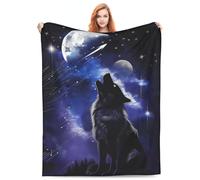 Turamurra Wolf Blanket Gifts for Women Men Kids Soft Warm Lightweight Cozy Moon Wolf Theme Throw Blankets for Bed Sofa Living Room Couch Home Decor 50"x40"