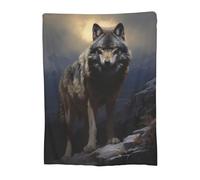 Turamurra Wolf Fleece Throw Blanket for Bed 50" x 40", Lightweight Super Soft Plush Flannel Blanket for Women, Men and Kids, Night Wolf Valentine's Day Gifts Decor