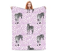 Turamurra Zebra Blanket Gifts for Adults Kids Girls Women Soft Warm Lightweight Cozy Purple Animal Zebra Print Throw Blankets for Sofa Couch Bed Room Decor 80x60in