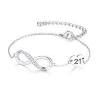 Turandoss 13th 17th 16th 18th 30ht Birthday Gifts, Infinity Bracelet | 14K White Gold Plated, Heart Infinity Bracelet, CZ Silver Bracelets, Birthday Gifts for Women Girls Mum Friend