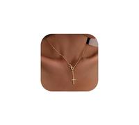 Turandoss 14K Gold Plated Necklace for Women - Dainty 14K Gold Plated Infinity Cross Pendant Necklace Christian Gifts for Women