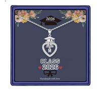 Turandoss 2026 Graduation Gift for Her - Bachelor's Hat Silver Necklace Heart Initial Necklaces for Women Cubic Zirconia Letter M Pendant Necklace Personalised Graduation Gifts