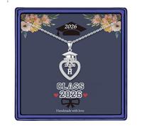 Turandoss 2026 Graduation Gift for Her - Bachelor's Hat Silver Necklace Heart Initial Necklaces for Women Cubic Zirconia Letter H Pendant Necklace Personalised Graduation Gifts