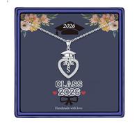 Turandoss 2026 Graduation Gift for Her - Bachelor's Hat Silver Necklace Heart Initial Necklaces for Women Cubic Zirconia Letter S Pendant Necklace Personalised Graduation Gifts