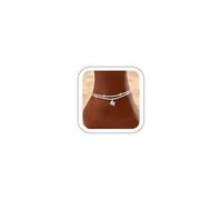 Turandoss 2Pcs Ankle Bracelets for Women Girls - M Initial Anklets Adjustable Double-Layer Letter Anklets for Women Gift for Her Foot Bracelet Birthday Gifts for Women Mum Girls Summer Beach
